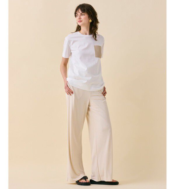 BEIGE,「【WEB限定・洗える】TORENIA / レザーポケットコットンクルーネックTシャツ」|Tシャツ・カットソー|