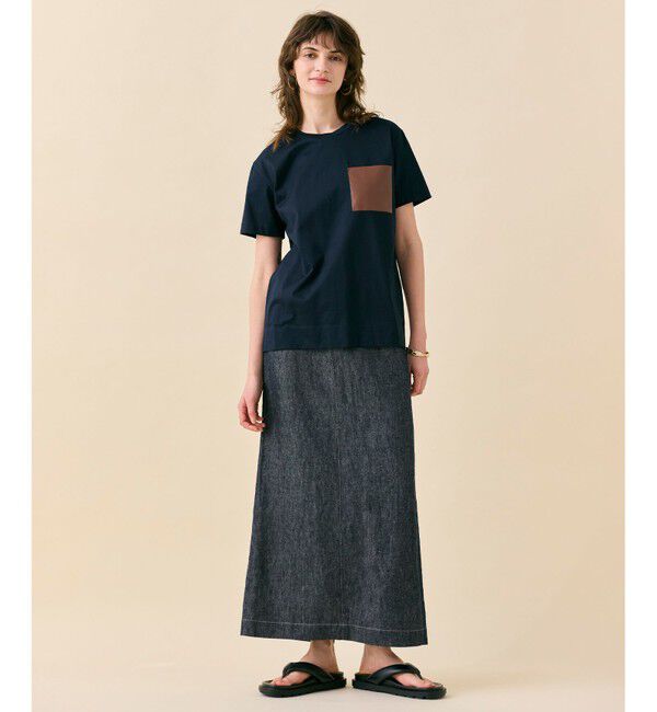 BEIGE,「【WEB限定・洗える】TORENIA / レザーポケットコットンクルーネックTシャツ」|Tシャツ・カットソー|