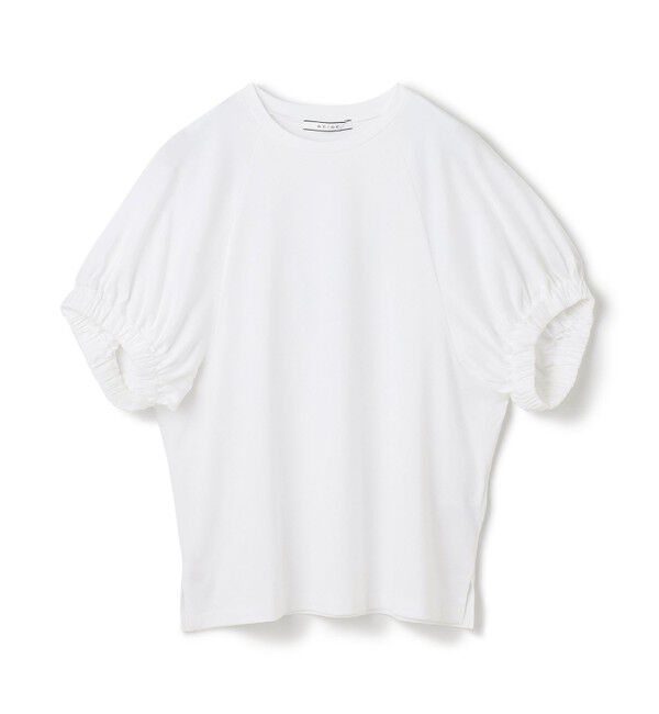BEIGE,「【洗える】STOCK / オーガニックコットン半袖ギャザートップス」|Tシャツ・カットソー|