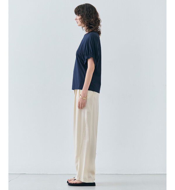 BEIGE,「【洗える】STOCK / オーガニックコットン半袖ギャザートップス」|Tシャツ・カットソー|