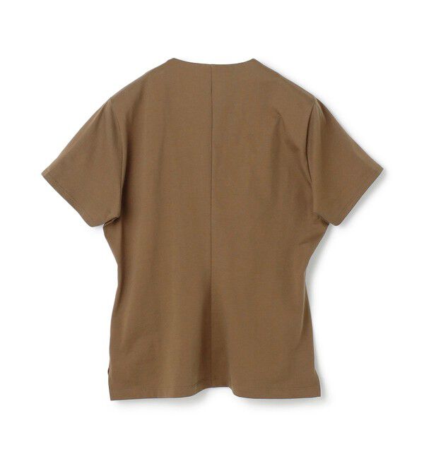 BEIGE,「【洗える】STOCK / オーガニックコットン半袖Vスリットトップス」|Tシャツ・カットソー|