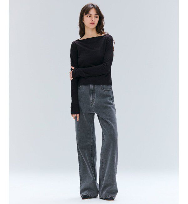 BEIGE,「【洗える・BAILA掲載】BUTLER / ストレッチベロアボートネックカットソー」|Tシャツ・カットソー|