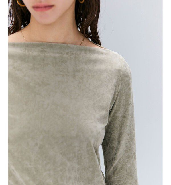 BEIGE,「【洗える・BAILA掲載】BUTLER / ストレッチベロアボートネックカットソー」|Tシャツ・カットソー|