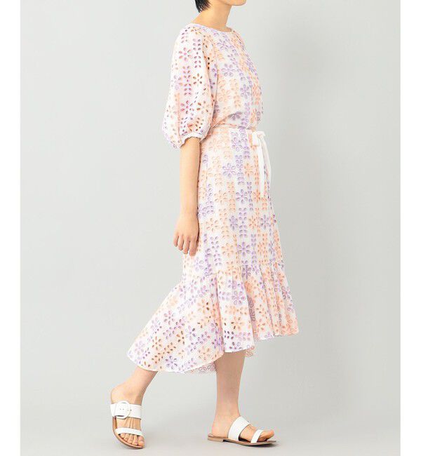  「バイカラーカットワークスカート」|スカート|