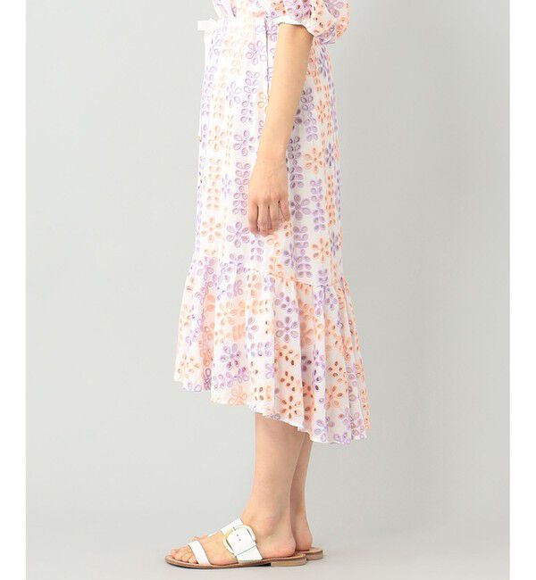  「バイカラーカットワークスカート」|スカート|