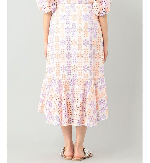  「バイカラーカットワークスカート」|スカート|