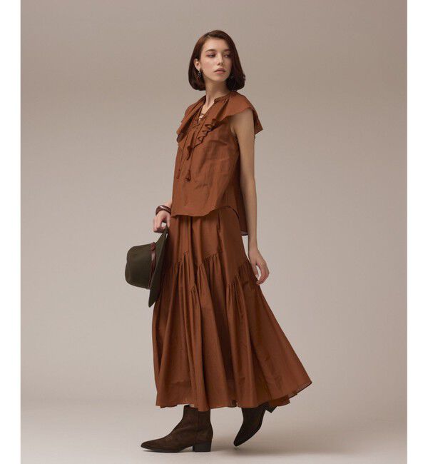 GRACE CONTINENTAL「コットンシルクティアードスカート」|スカート|