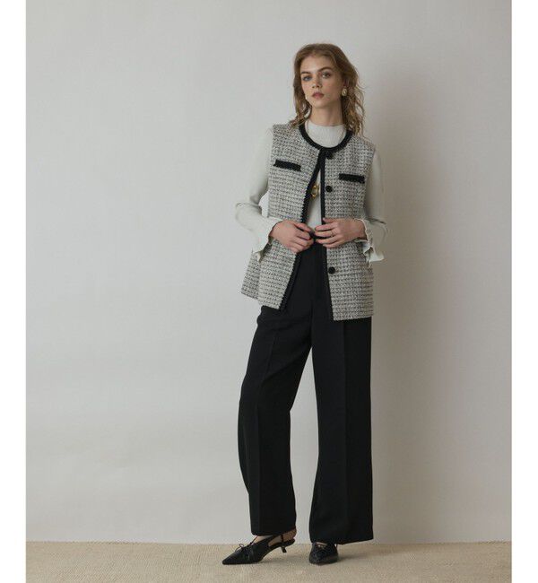 GRACE CONTINENTAL「ツイードペプラムベスト」|ベスト・ジレ|ホワイト