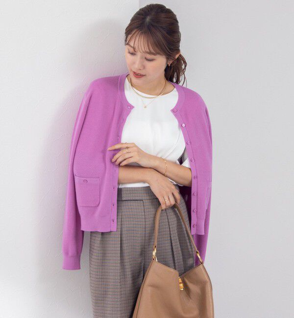 NOLLEY'S「《手洗い可能》ESPOIR 16G片畦クルーネックカーディガン」|カーディガン|