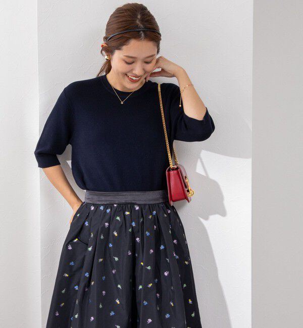 NOLLEY'S「《手洗い可能》ESPOIR 16G片畦5分袖プルオーバーニット」|ニット・セーター|