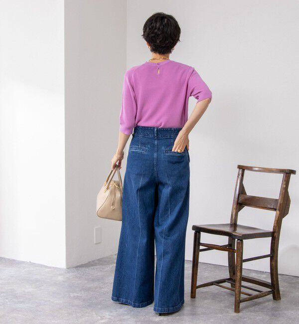 NOLLEY'S「《手洗い可能》ESPOIR 16G片畦5分袖プルオーバーニット」|ニット・セーター|