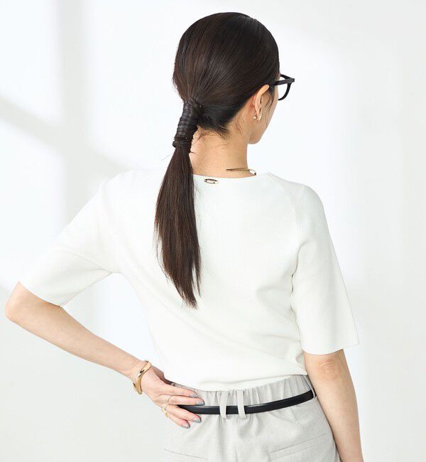 NOLLEY'S sophi「《手洗い可能》カシュクール風5分袖プルオーバーニット」|ニット・セーター|