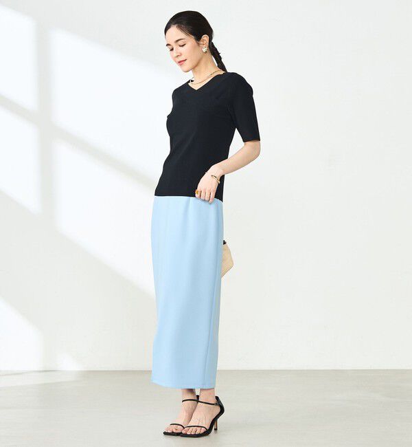 NOLLEY'S sophi「《手洗い可能》カシュクール風5分袖プルオーバーニット」|ニット・セーター|