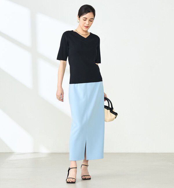 NOLLEY'S sophi「《手洗い可能》カシュクール風5分袖プルオーバーニット」|ニット・セーター|