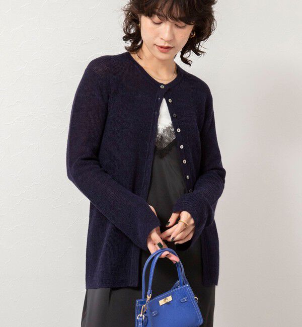 NOLLEY'S sophi「《手洗い可能》モヘヤ混片畦ミディ丈Cネックカーディガン」|カーディガン|