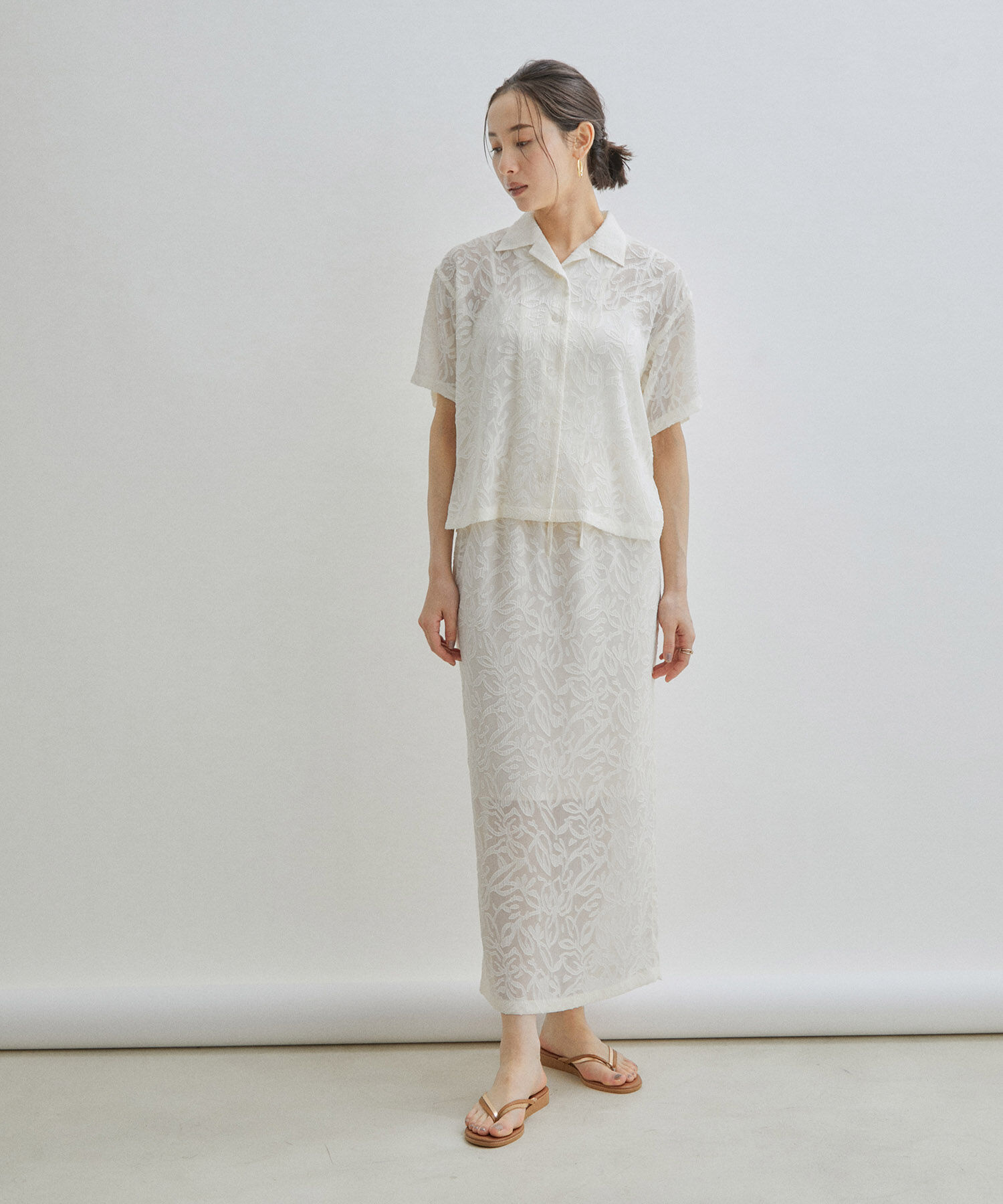 SALON adam et rope'「【セットアップ対応】シアージャガードレースタイトスカート」|スカート|