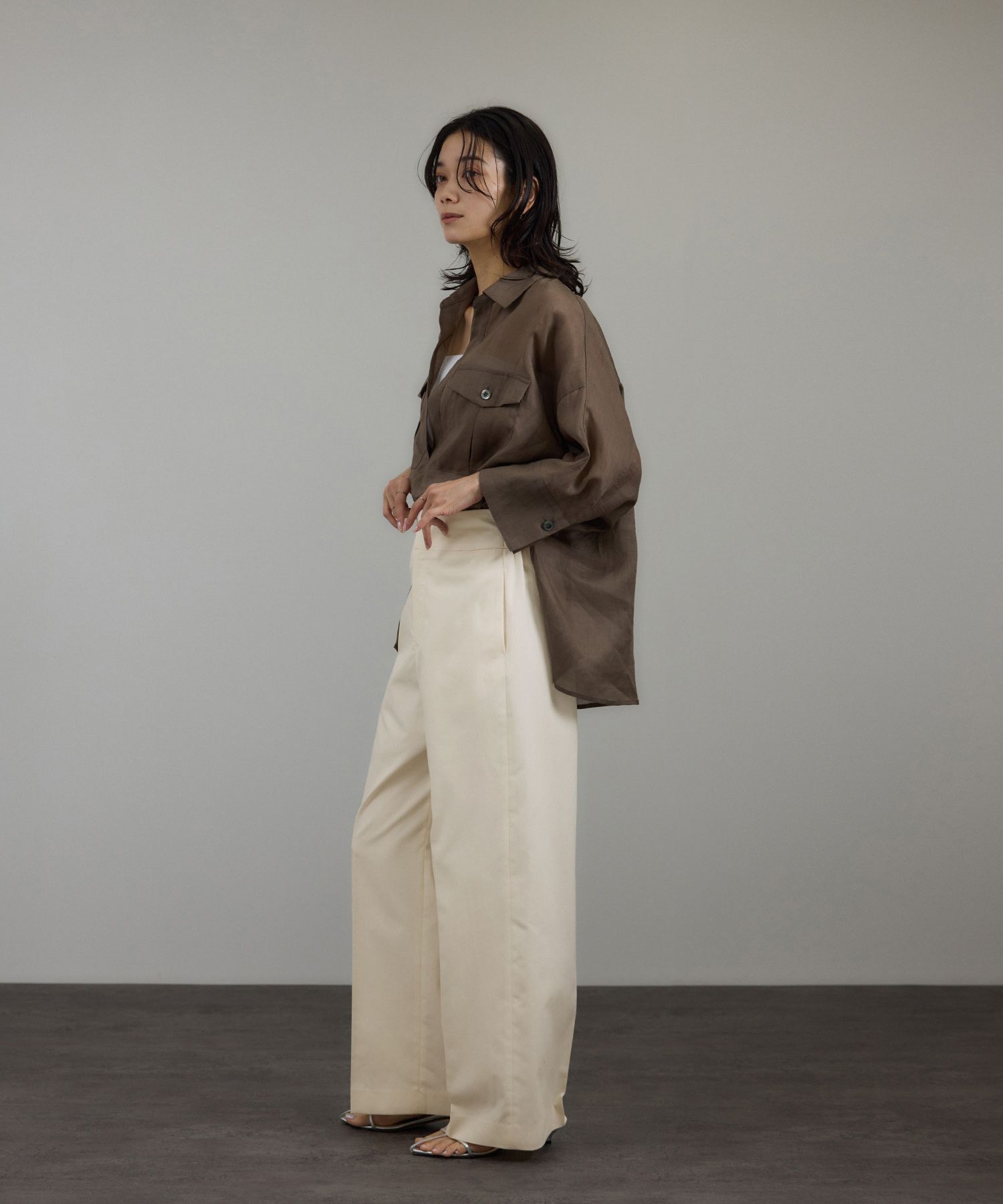 SALON adam et rope'「コットンライクスタイルアップパンツ」|スラックス|