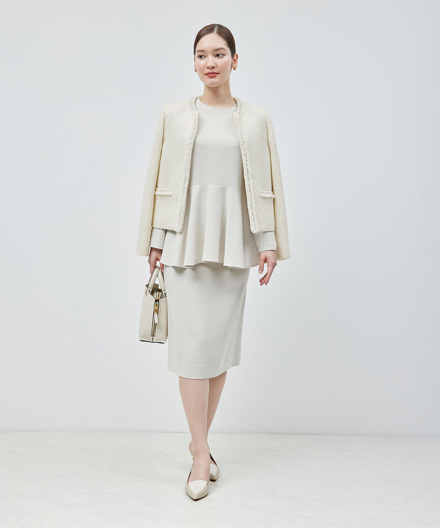 ROPE「トリアセテートダブルクロス タイトスカート【セレモニー/通勤対応】【洗える】」|スカート|