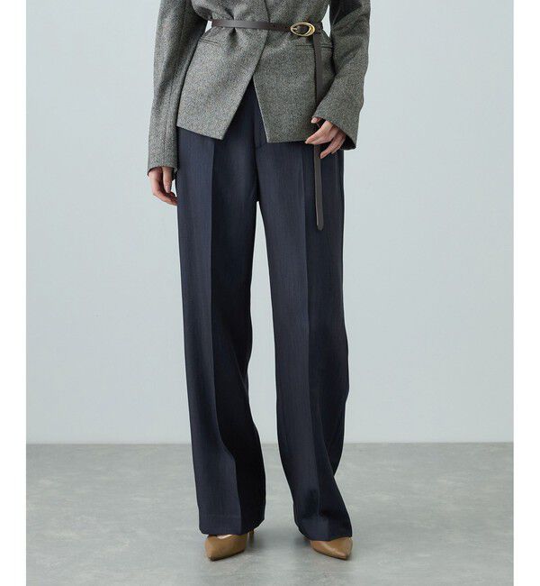 ROPE「センタープレスパンツ(トリアセテートツイル/デニムライク)」|チノ|ブルー(44)