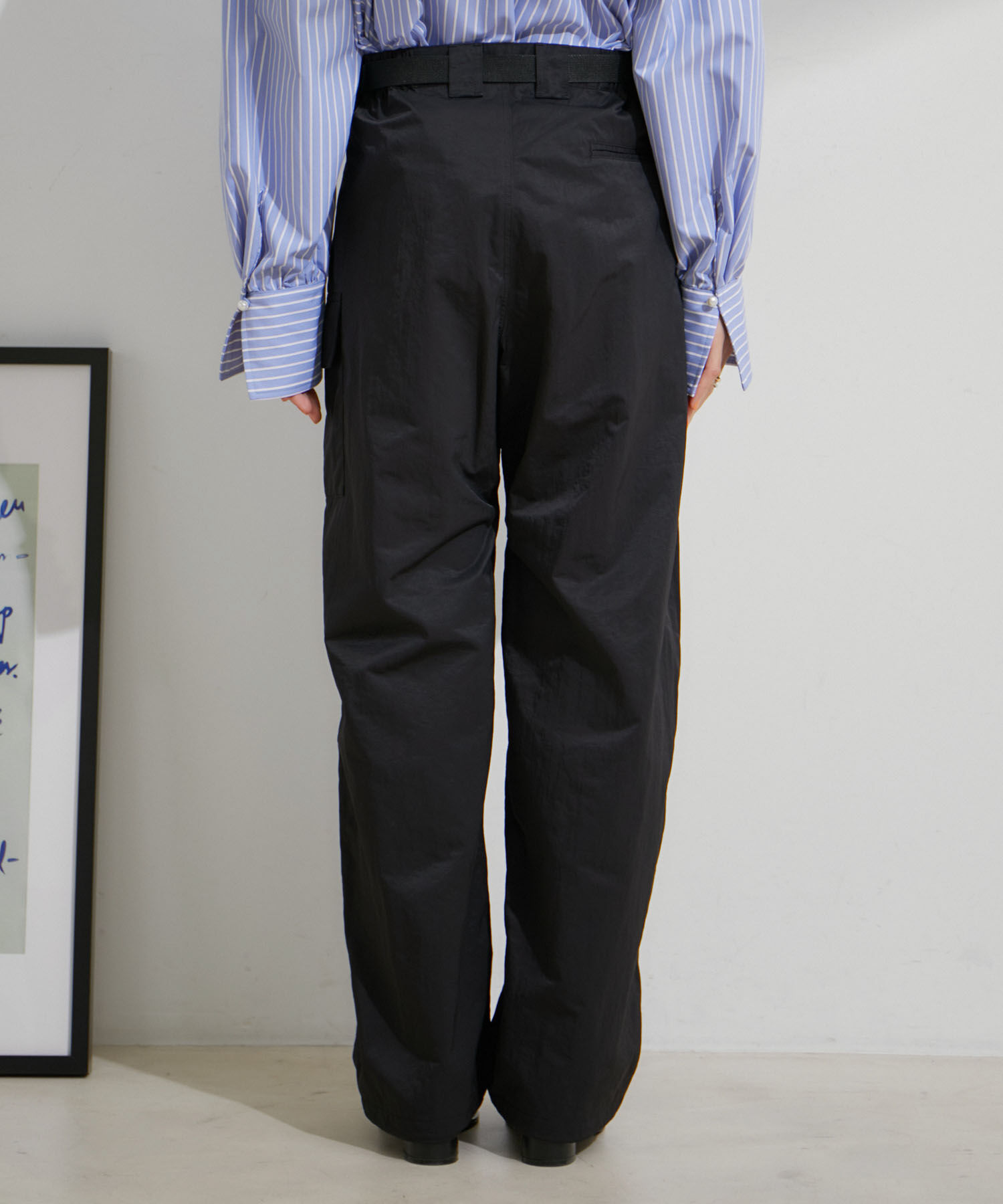 VIS「【洗える】ベルト付ナイロンカーゴパンツ」|カーゴ|