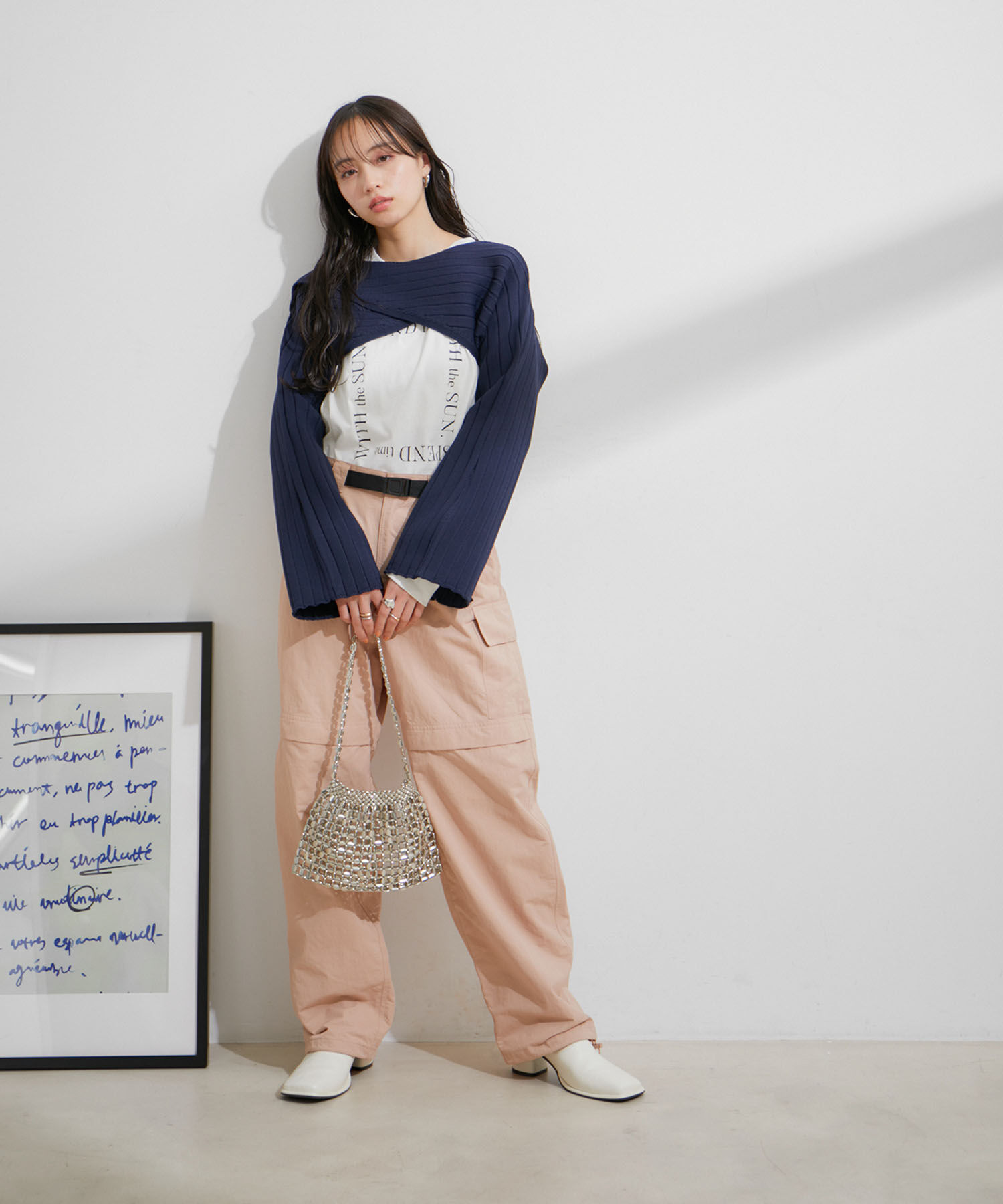 VIS「【洗える】ベルト付ナイロンカーゴパンツ」|カーゴ|