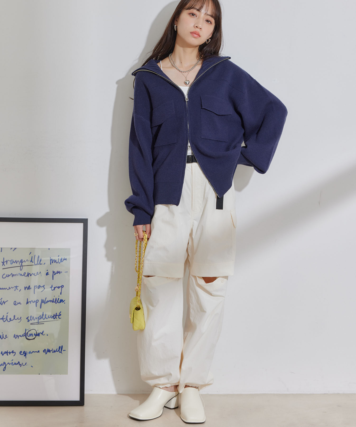 VIS「【洗える】ベルト付ナイロンカーゴパンツ」|カーゴ|