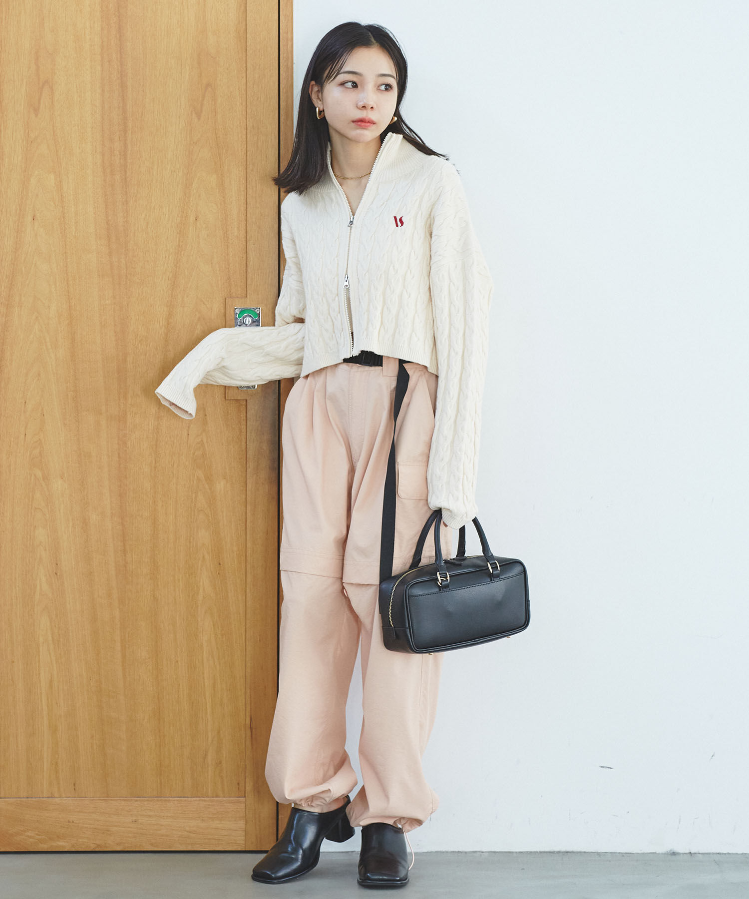 VIS「【洗える】ベルト付ナイロンカーゴパンツ」|カーゴ|