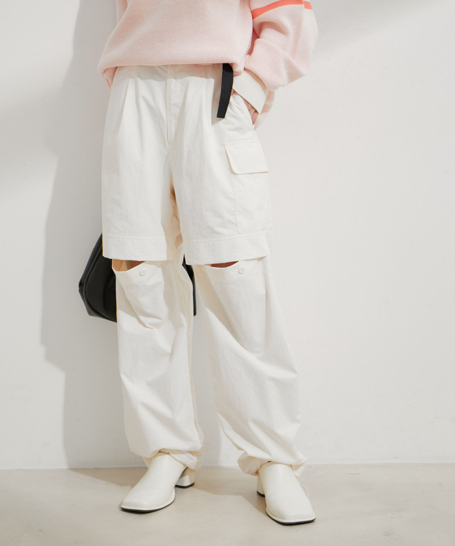 VIS「【洗える】ベルト付ナイロンカーゴパンツ」|カーゴ|