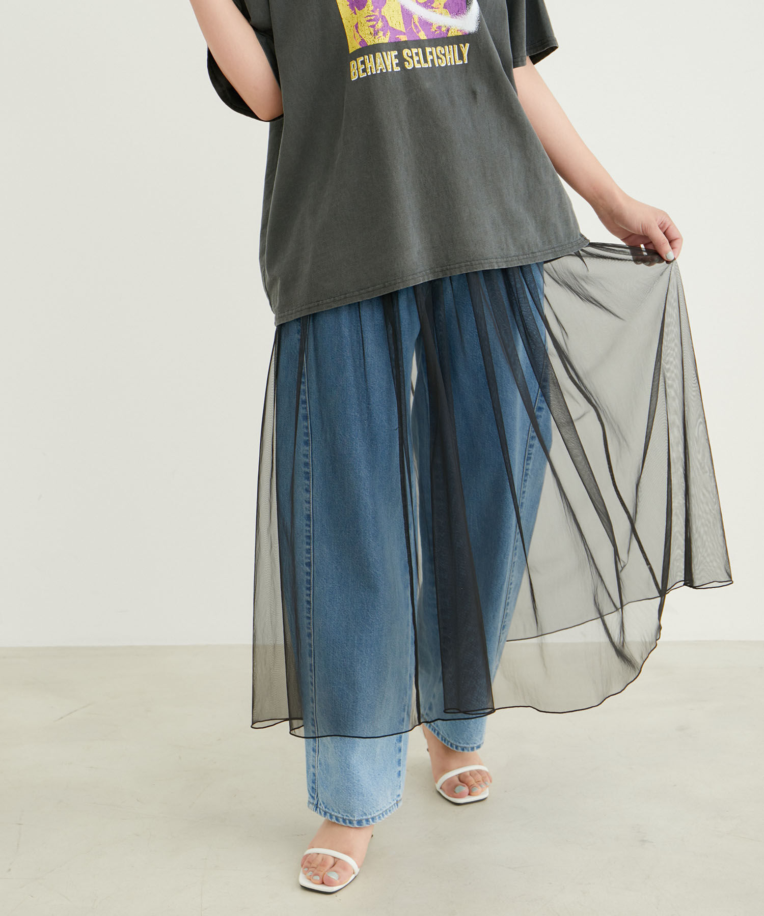 VIS「【2WAY】チュールロングスカート」|スカート|