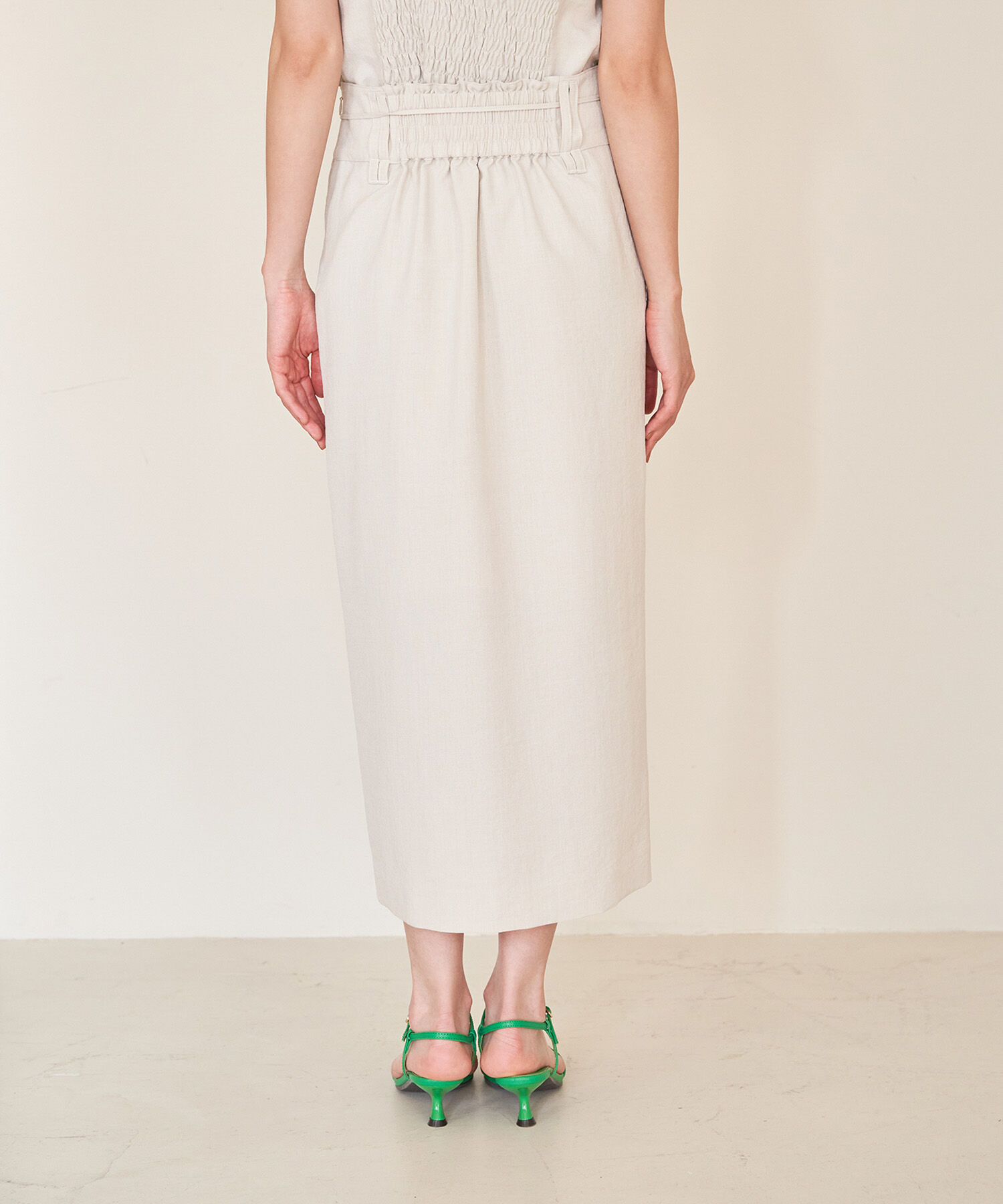 VIS「【接触冷感・洗える】美easyリネンライクベルト付き Iラインスカート」|スカート|