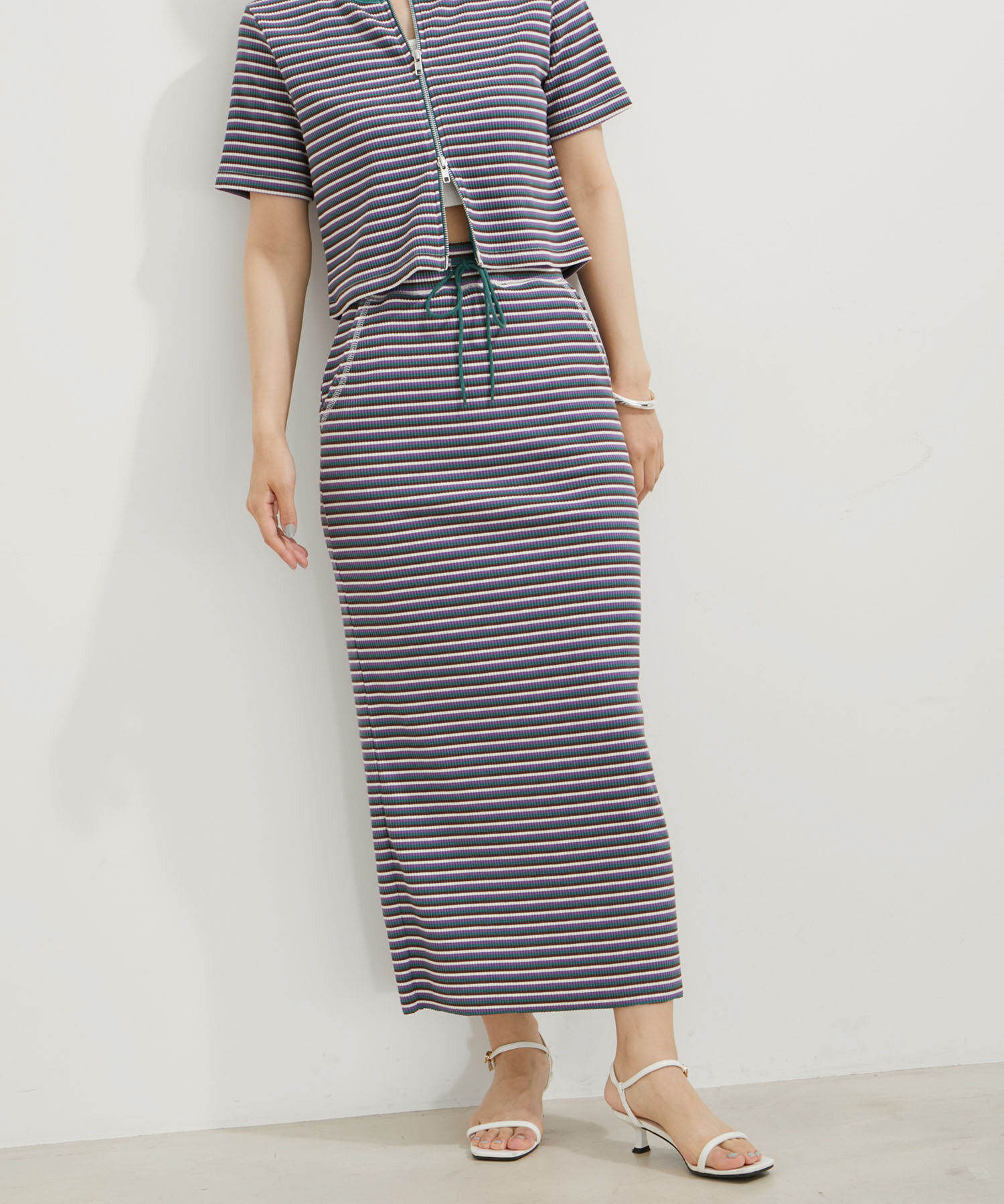 VIS「【セットアップ対応】リブタイトスカート【セルフカット可能】【洗える】」|スカート|グリーン系(35)