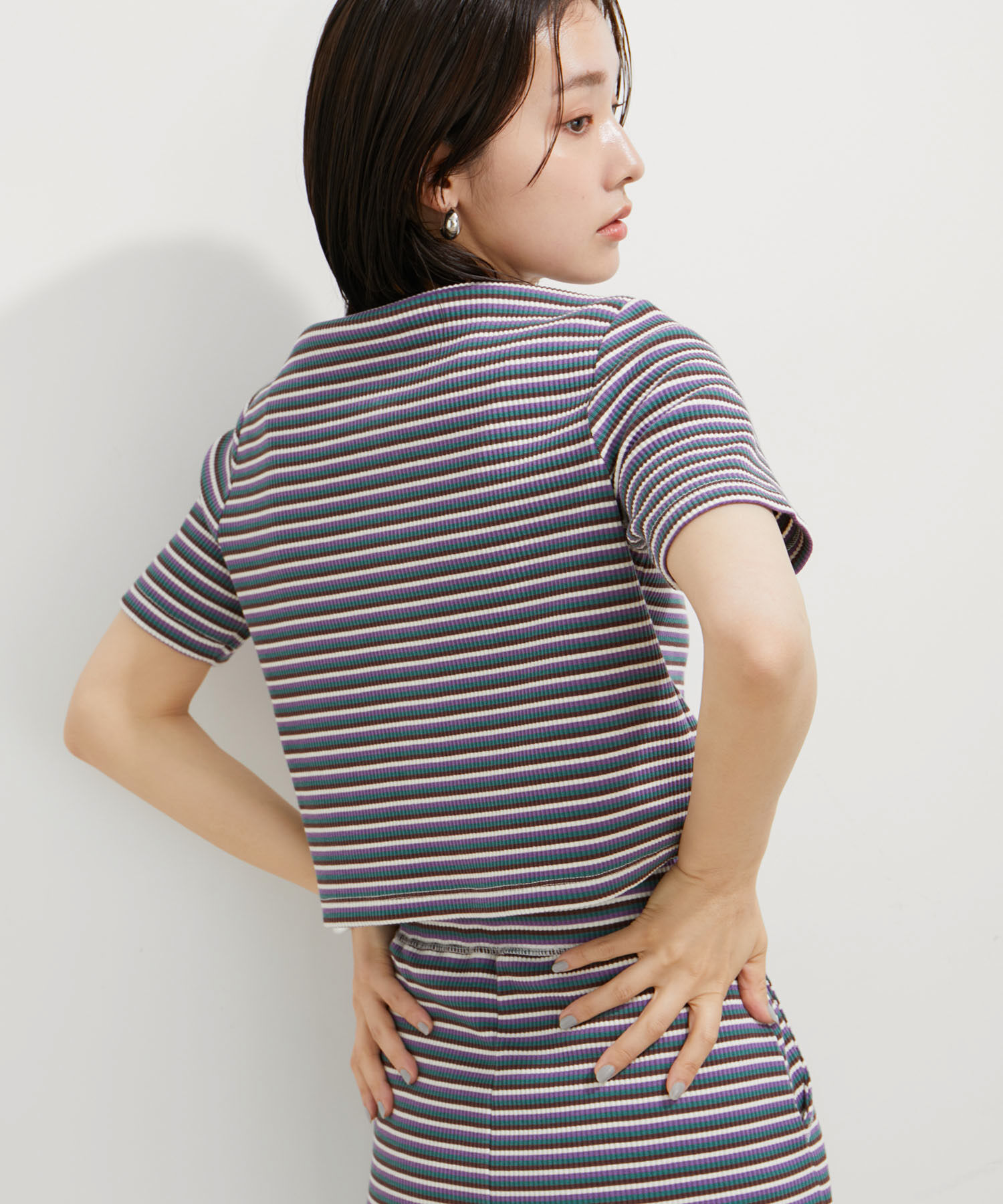 VIS「【セットアップ対応】リブ半袖ZIPカーディガン【洗える】」|カーディガン|