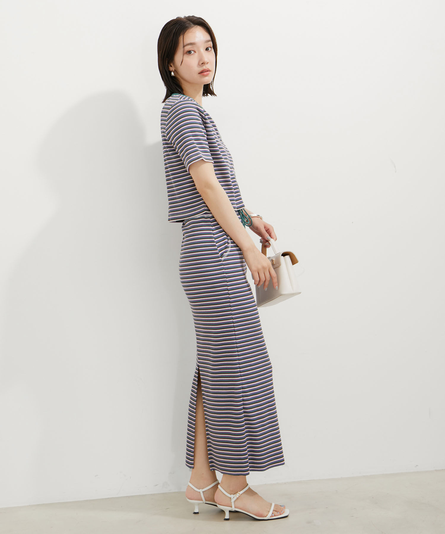 VIS「【セットアップ対応】リブ半袖ZIPカーディガン【洗える】」|カーディガン|