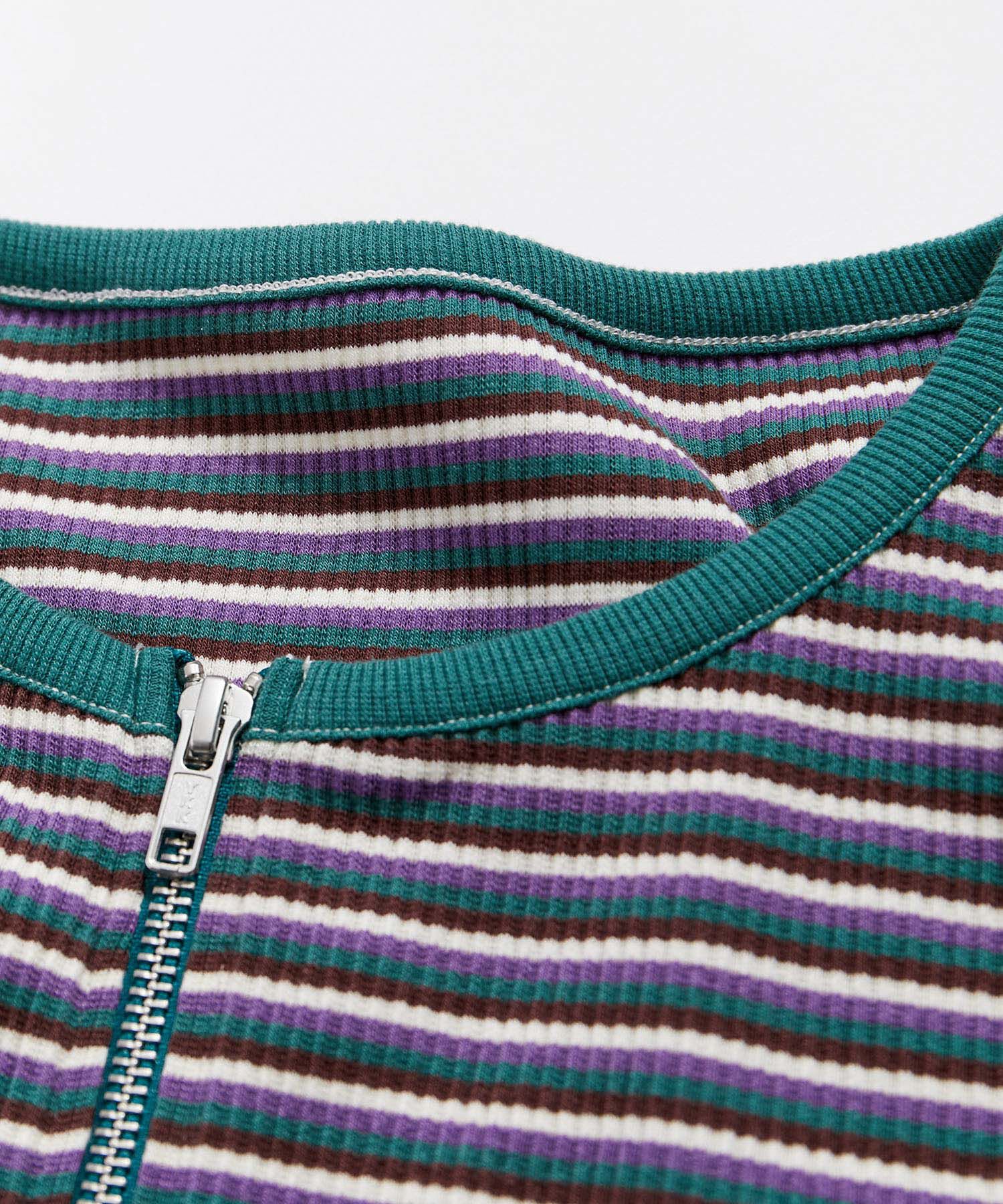 VIS「【セットアップ対応】リブ半袖ZIPカーディガン【洗える】」|カーディガン|