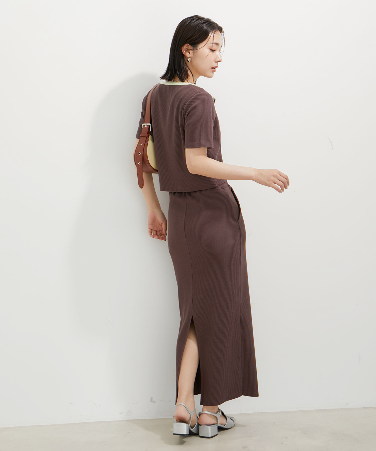 VIS「【セットアップ対応】リブ半袖ZIPカーディガン【洗える】」|カーディガン|