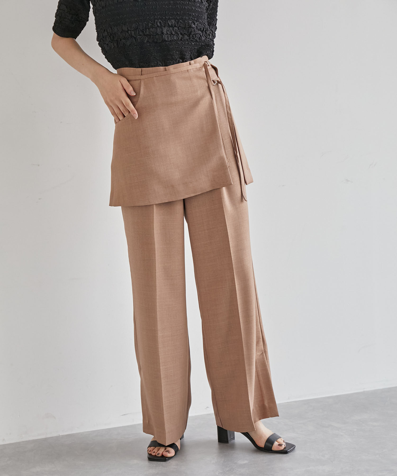 VIS「【吸水速乾/UV】スカートレイヤードスラックスパンツ【SET】」|スラックス|