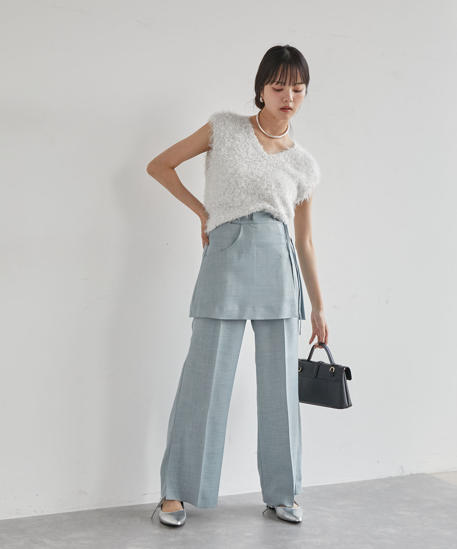 VIS「【吸水速乾/UV】スカートレイヤードスラックスパンツ【SET】」|スラックス|