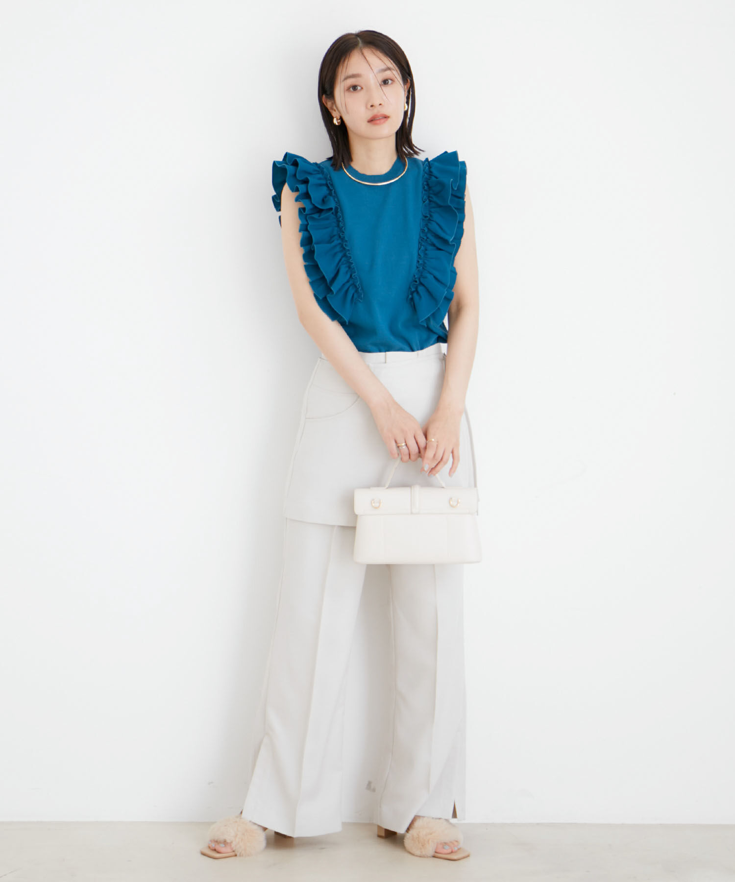 VIS「【吸水速乾/UV】スカートレイヤードスラックスパンツ【SET】」|スラックス|