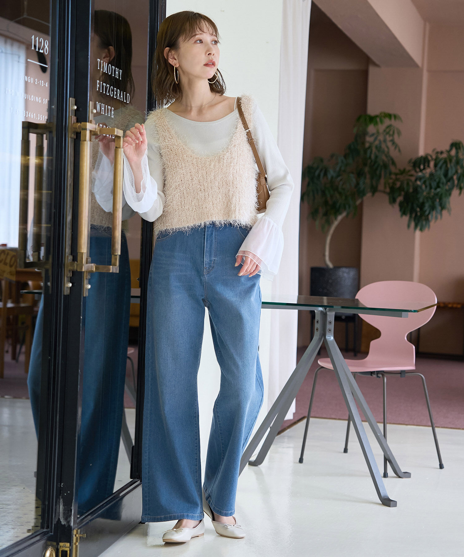 Rope&rsquo;Picnic「【ウエスト革命デニム】ウエストシェイプフレアデニムパンツ/新色追加」|デニム|