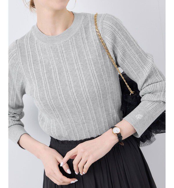 Rope&rsquo;Picnic「シルク混ワンポイントニットプルオーバー」|ニット・セーター|ライトグレー