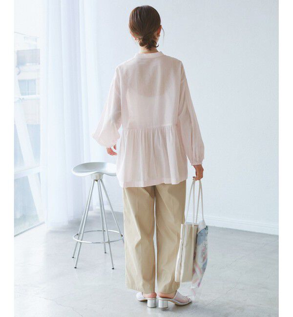 Rope&rsquo;Picnic「【接触冷感・通気性】お着軽シャツシリーズ/綿ボイルペプラムシャツ」|シャツ・ブラウス|