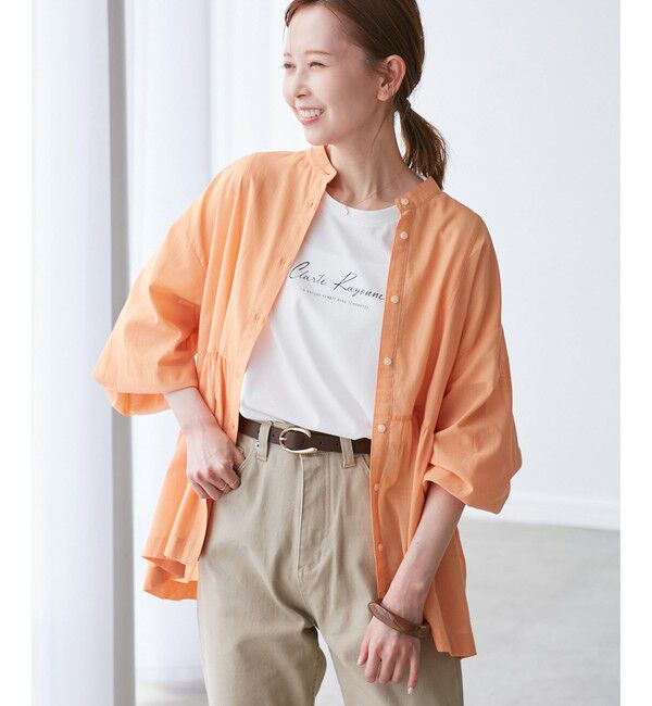 Rope&rsquo;Picnic「【接触冷感・通気性】お着軽シャツシリーズ/綿ボイルペプラムシャツ」|シャツ・ブラウス|