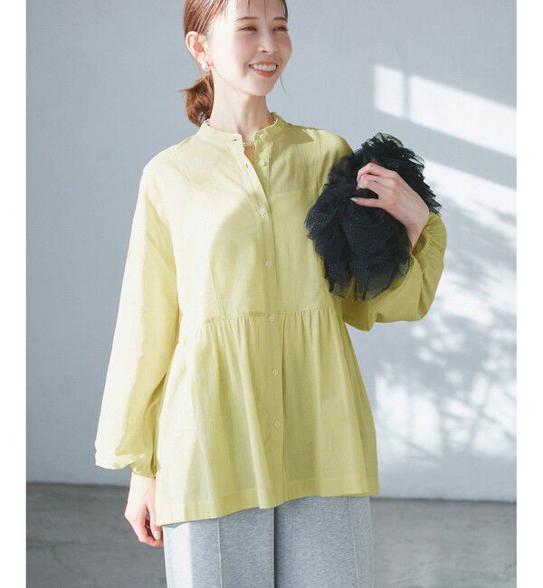 Rope&rsquo;Picnic「【接触冷感・通気性】お着軽シャツシリーズ/綿ボイルペプラムシャツ」|シャツ・ブラウス|