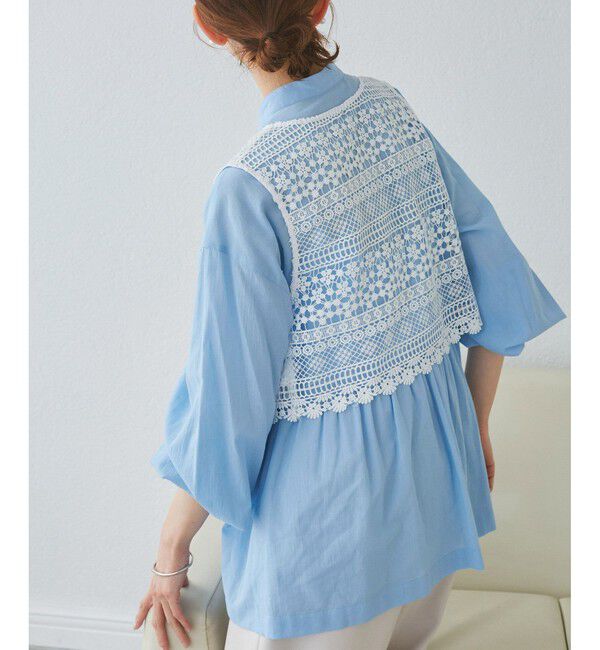 Rope&rsquo;Picnic「【接触冷感・通気性】お着軽シャツシリーズ/綿ボイルペプラムシャツ」|シャツ・ブラウス|