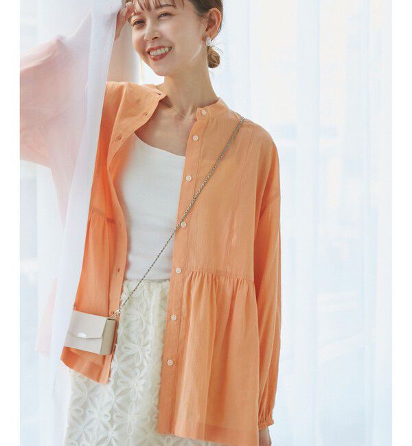 Rope&rsquo;Picnic「【接触冷感・通気性】お着軽シャツシリーズ/綿ボイルペプラムシャツ」|シャツ・ブラウス|