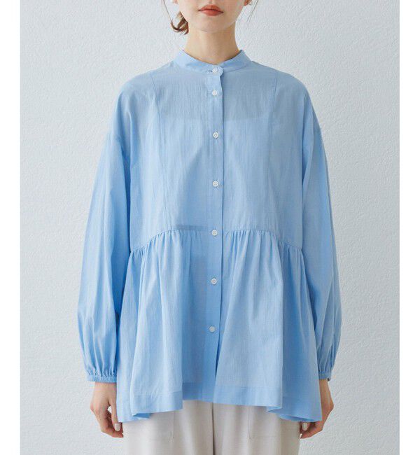 Rope&rsquo;Picnic「【接触冷感・通気性】お着軽シャツシリーズ/綿ボイルペプラムシャツ」|シャツ・ブラウス|