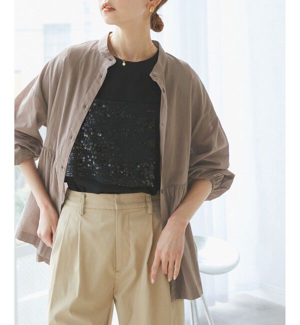 Rope&rsquo;Picnic「【接触冷感・通気性】お着軽シャツシリーズ/綿ボイルペプラムシャツ」|シャツ・ブラウス|