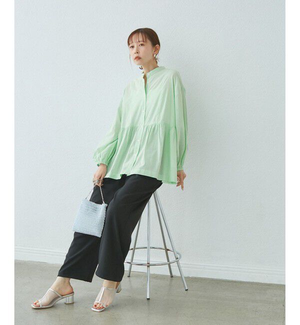 Rope&rsquo;Picnic「【接触冷感・通気性】お着軽シャツシリーズ/綿ボイルペプラムシャツ」|シャツ・ブラウス|