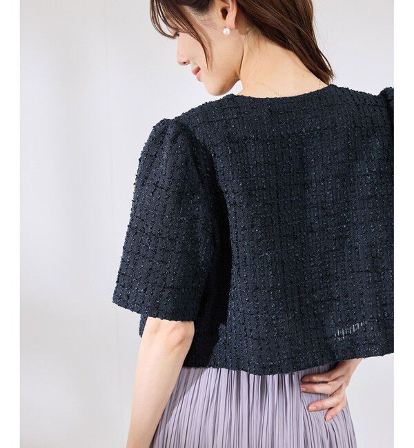 Rope&rsquo;Picnic「【サマー・ツイード】金ボタンカーディジャケット」|ノーカラージャケット|