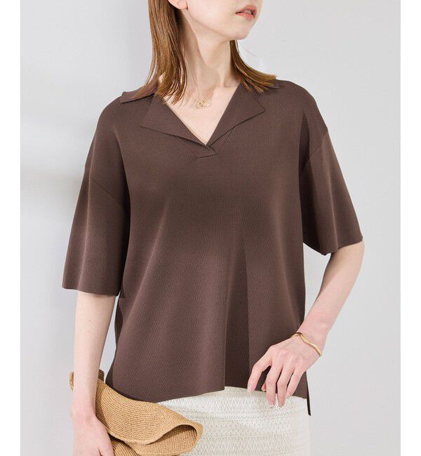 Rope&rsquo;Picnic「スキッパーサマーニットプルオーバー」|ニット・セーター|ブラウン系(22)